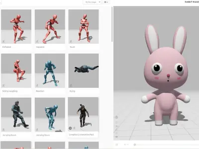Cute Bunny Rabbit 01 - Rigged and Animated  Low-poly 3D model