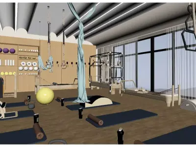 Modern Minimalist Yoga Studio 3D model