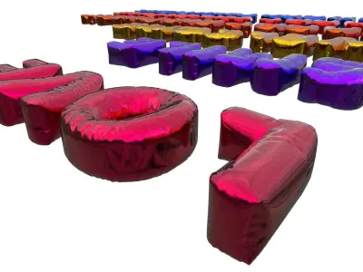 Inflated Text Baloons Set 3D model