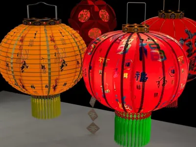 Chinese red lantern 3D model 91