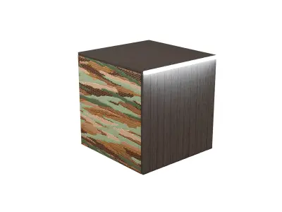 Modern elegant cube table wooden modules and decorative fabric 3D model