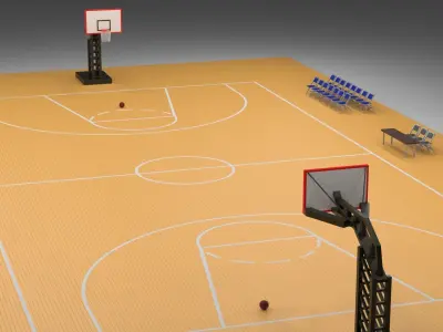 Cartoon Basketball Gym 2 Low-poly 3D model