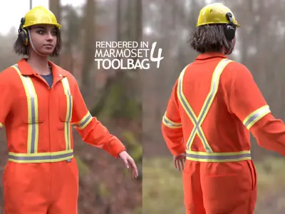 Miner-Worker - Modular - Rigged Low-poly 3D model