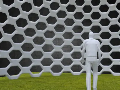 Dome structure hexagonal panels geodesic style architecture Low-poly 3D model