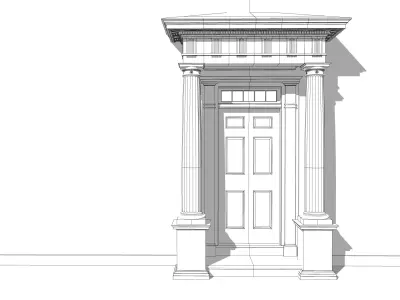Portico Entrance Porch Door Surround with Doric Column  3D model