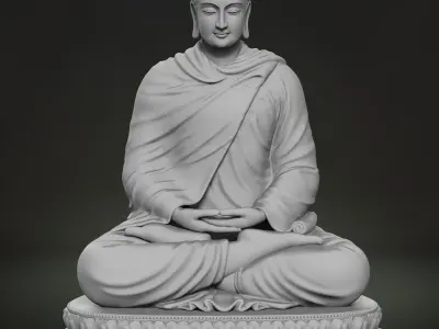 Buddha Dhyana Mudra Low-poly 3D model