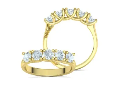 Five Stone Wedding Ring 4mm Stones Solitaire Ring 3dmodel 3D print model