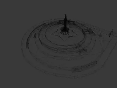 Minar-e-Pakistan - Lowpoly - Game Ready golden dome Low-poly 3D model