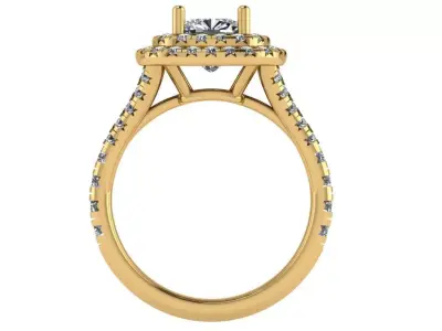 Oval shaped Ring with double halo and half split band 3D print model