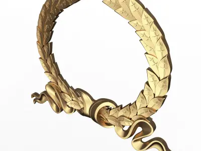 Gold Laurel Wreath 03 Low-poly 3D model