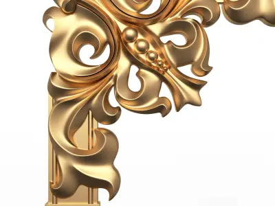 Corner Carved Plaster Molding Decoration 04 Low-poly 3D model