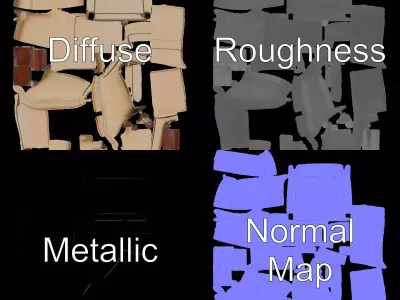 Elegant Beige Armchair model pack Low-poly 3D model