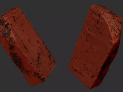 Realistic damaged yellow brick 3d scan in highpoly 3D model