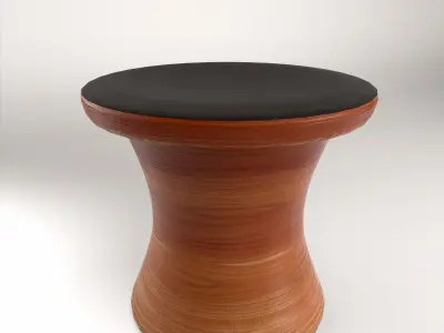 American Cherry Wooden Stool Free low-poly 3D model