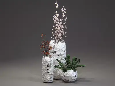 Indoor plants in a decorative vases 3D model