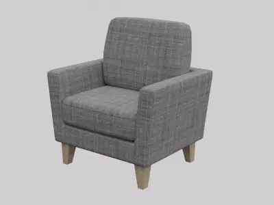 Sofa-grey pattern fabric  Low-poly 3D model