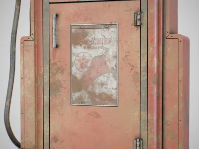 Gas Pump - Texaco 60s Dirty Low-poly 3D model