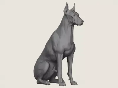 Doberman Dog Sitting 3D print model