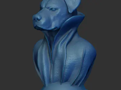Rottweiler - Dog - with Cape and Collar on Pedestal 3D print model