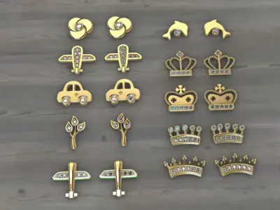 Aretes -Topitos para dama paquete de 10 -v- 3D print model