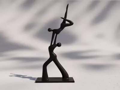 Abstract Statue Acrobatic Dancing Couple 3D model