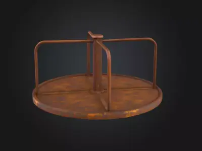 Rustic Spin Carousel Low-poly 3D model