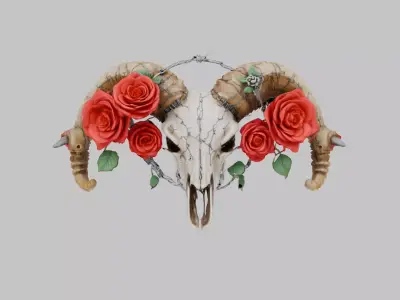 Stylized Ram Skull Emblem Low-poly 3D model