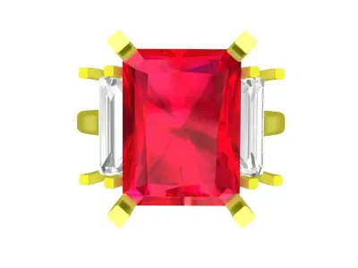 A7719 Luxury Emerald Diamond Women Engagement Ring 3D Model 3D print model