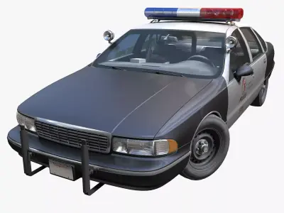 90s generic police car Low-poly 3D model