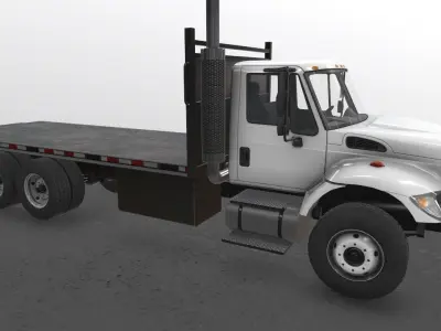 Flatbed Truck International 7400 Low-poly 3D model