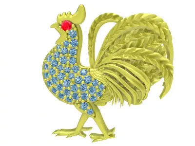 Luxury Rooster Pendant 3D Jewelry Model 3974 3D print model