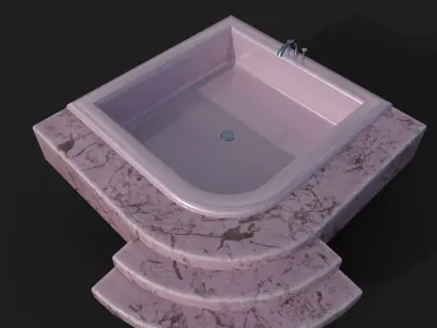 Corner Bathtub Low-poly 3D model