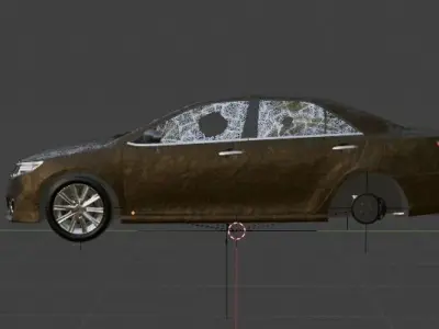 destroyed car Low-poly 3D model
