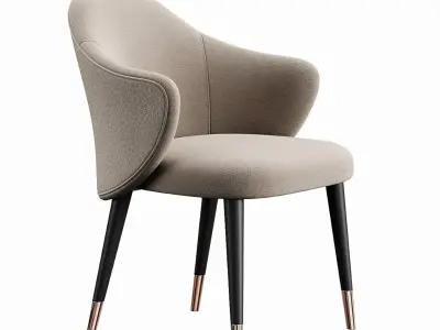 Italian style light luxury dining chair leather chair  3D model