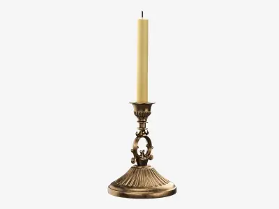 Candlestick with candles antique 07 3D model