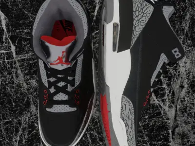 NIKE AIR JORDAN 3 BLACK CEMENT 3D SHOES Low-poly 3D model