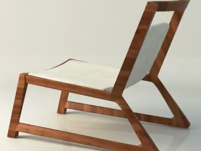 Modern Wooden table and chair 3D model