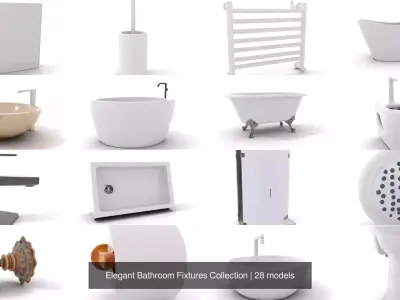 Elegant Bathroom Fixtures Collection 3D Model Pack