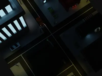 Low Poly Cartoon City  Free low-poly 3D model