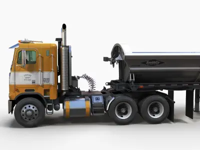 Freightliner Powerliner  side tipper road train Low-poly 3D model