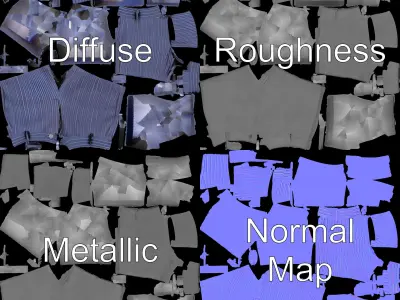 Mens Striped Shorts D Model Pack Low-poly 3D model