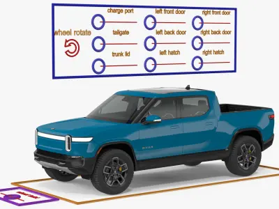 2023 Rivian R1T Pickup Blue Rigged 3D model