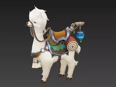 Horses that eat grass Low-poly 3D model