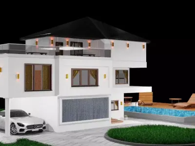 Blender Eevee Modern House 3D Model With Interior 3D model