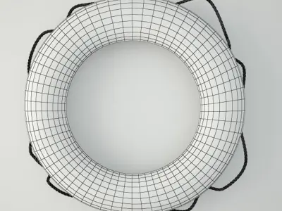 1950s Orange and White Life Preserver 3D model