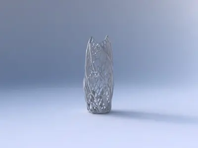 Vase twisted double arc hexagon with faceted organic lattice 3D print model