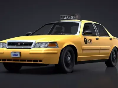 City Taxi Rigged C4D Low-poly 3D model