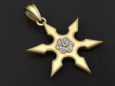 gold star pendant 3D printable model  3D print model