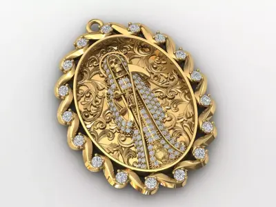  santa muerte holy death small size pendant 3D STL 3DM skull 3D print model