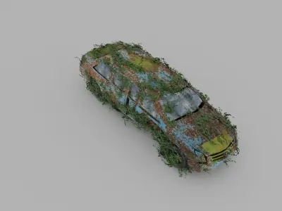 Damaged Rusty Car Low-poly 3D model